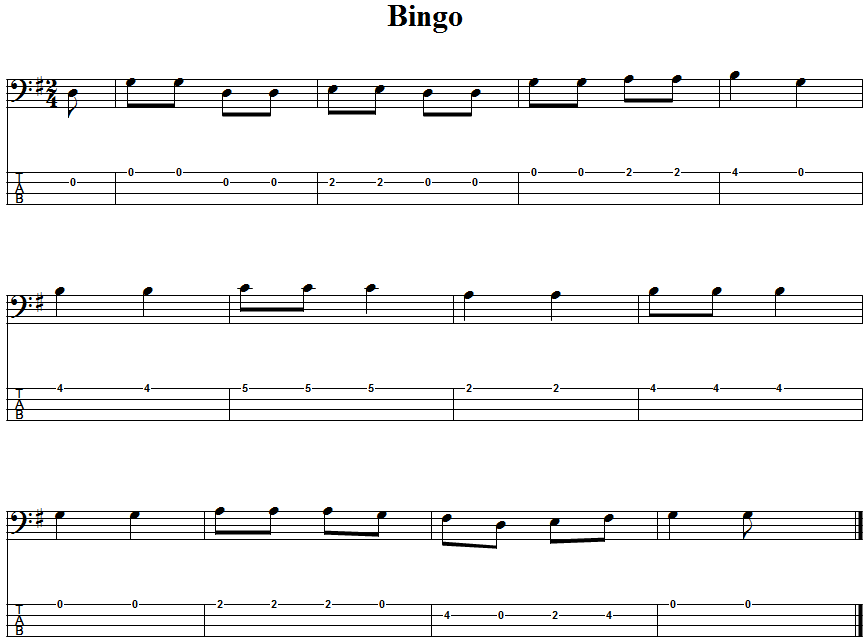 Bingo  Bass Guitar Tab