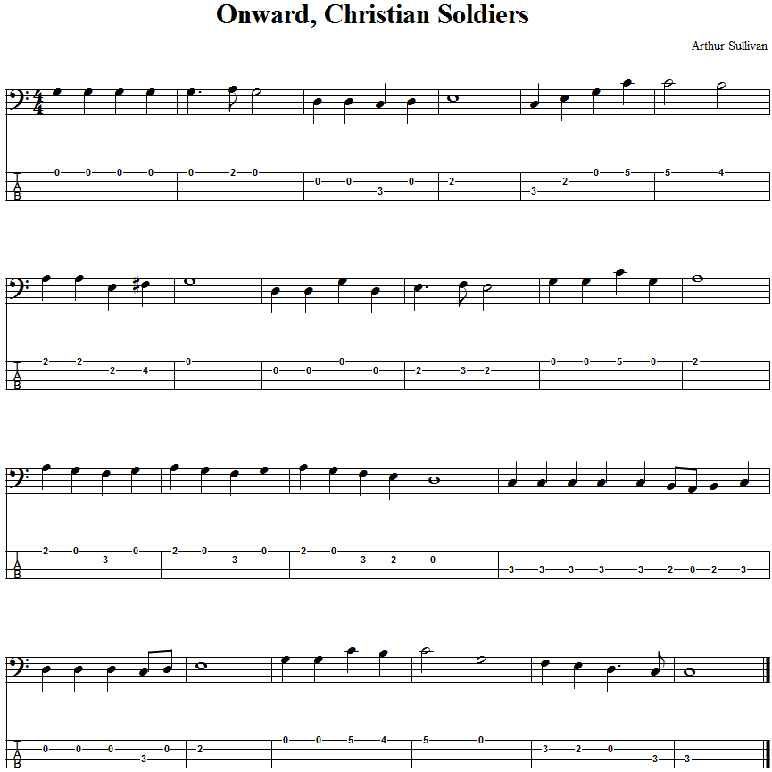 Onward Christian Soldiers  Bass Guitar Tab