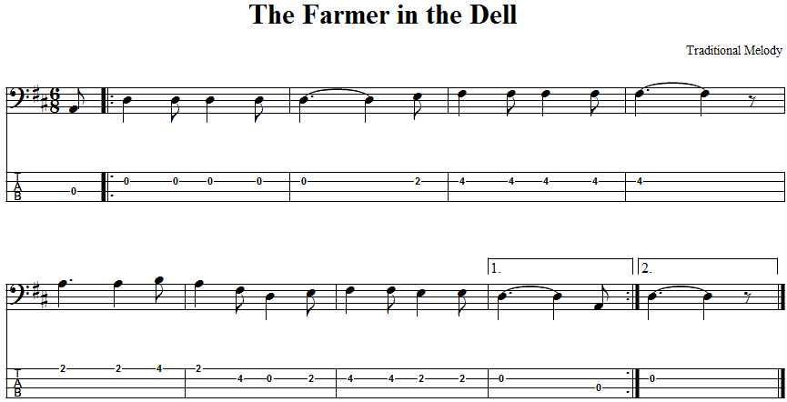 The Farmer in the Dell  Bass Guitar Tab